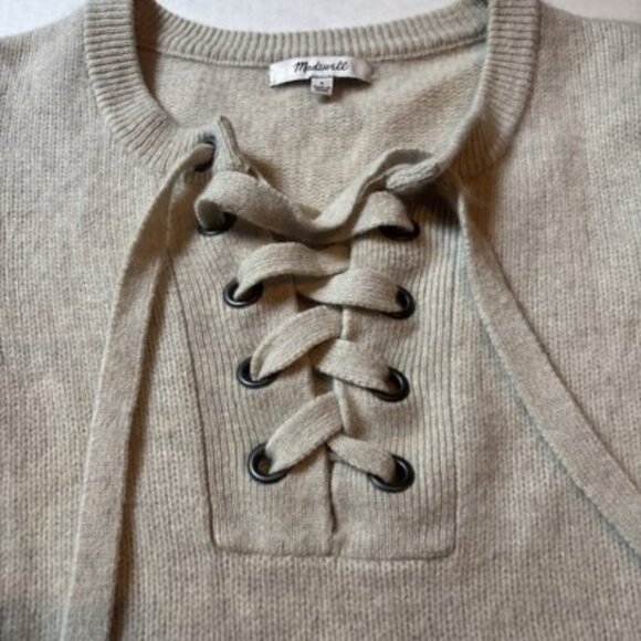Madewell Ivory Lace Up Sweater Dress Merino Wool Size Small - Picture 3 of 6